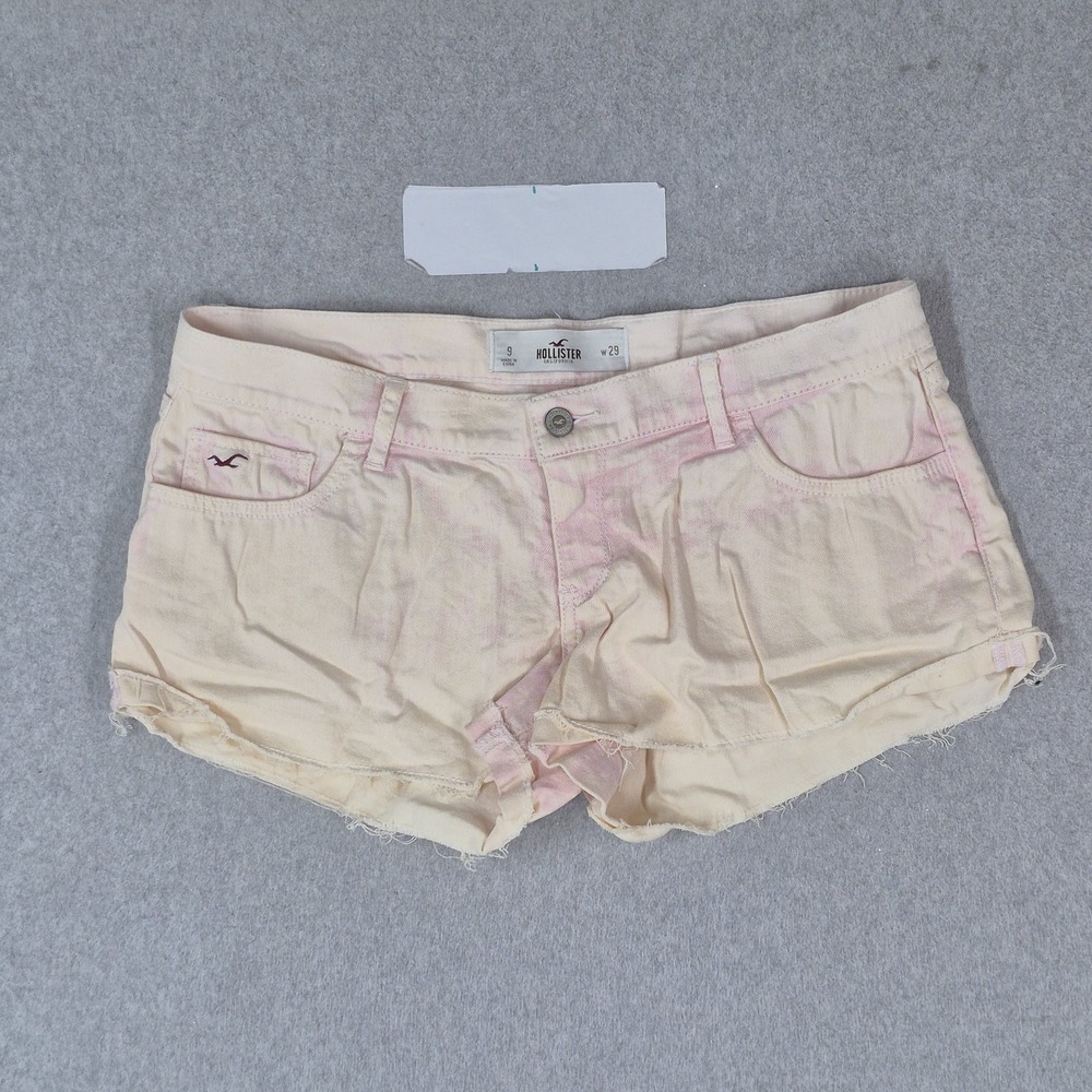 Hollister Women Shorts 9 29 Pink Tie Dye Denim Low Rise Pockets 2" Inseam Casual